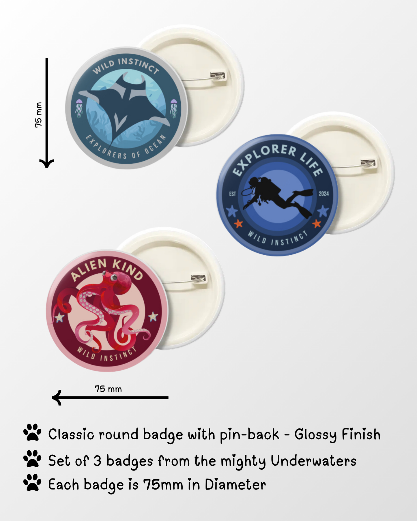 Depth Dweller Collection – 3 Badge Set