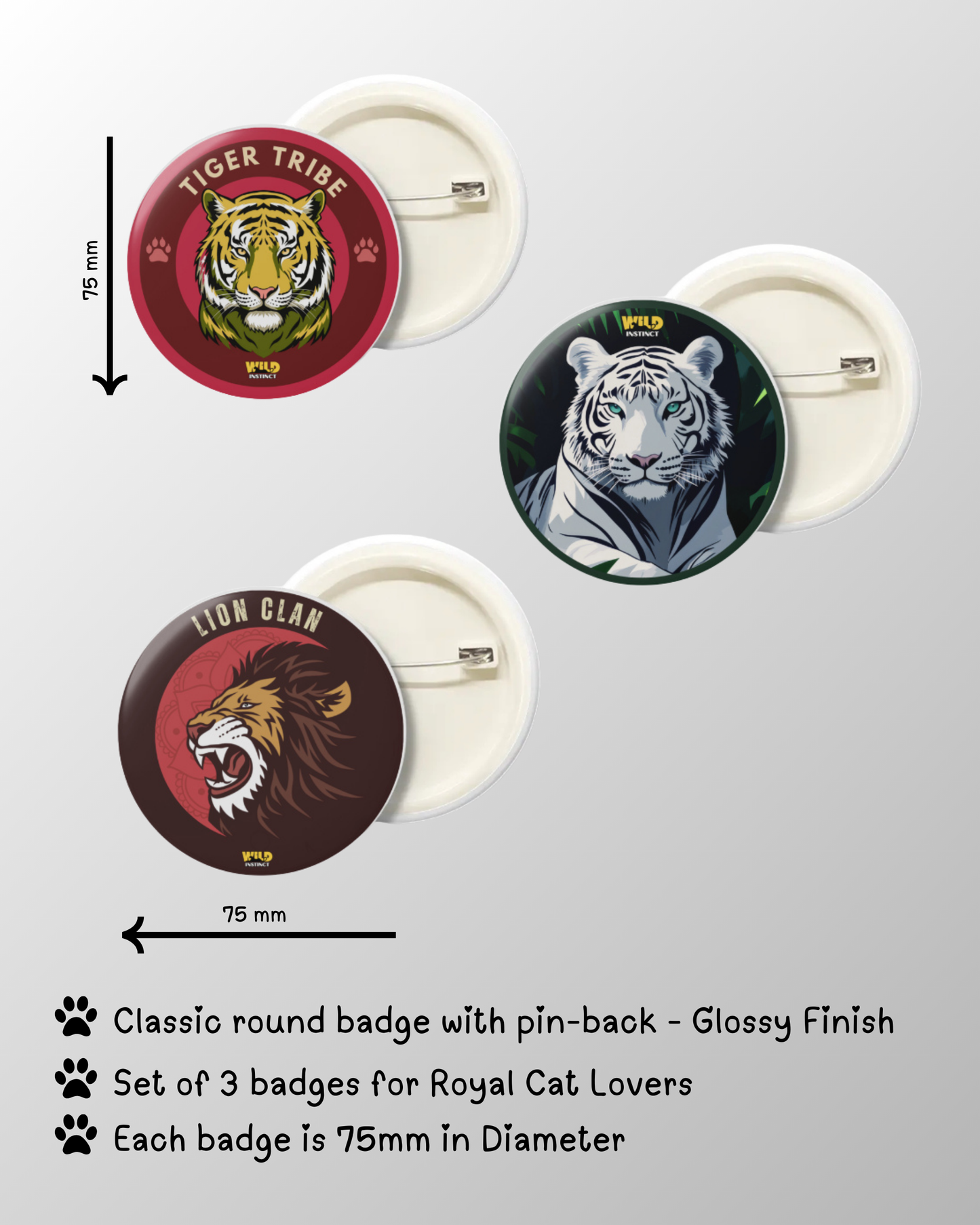 Royal Cat Collection – 3 Badge Set