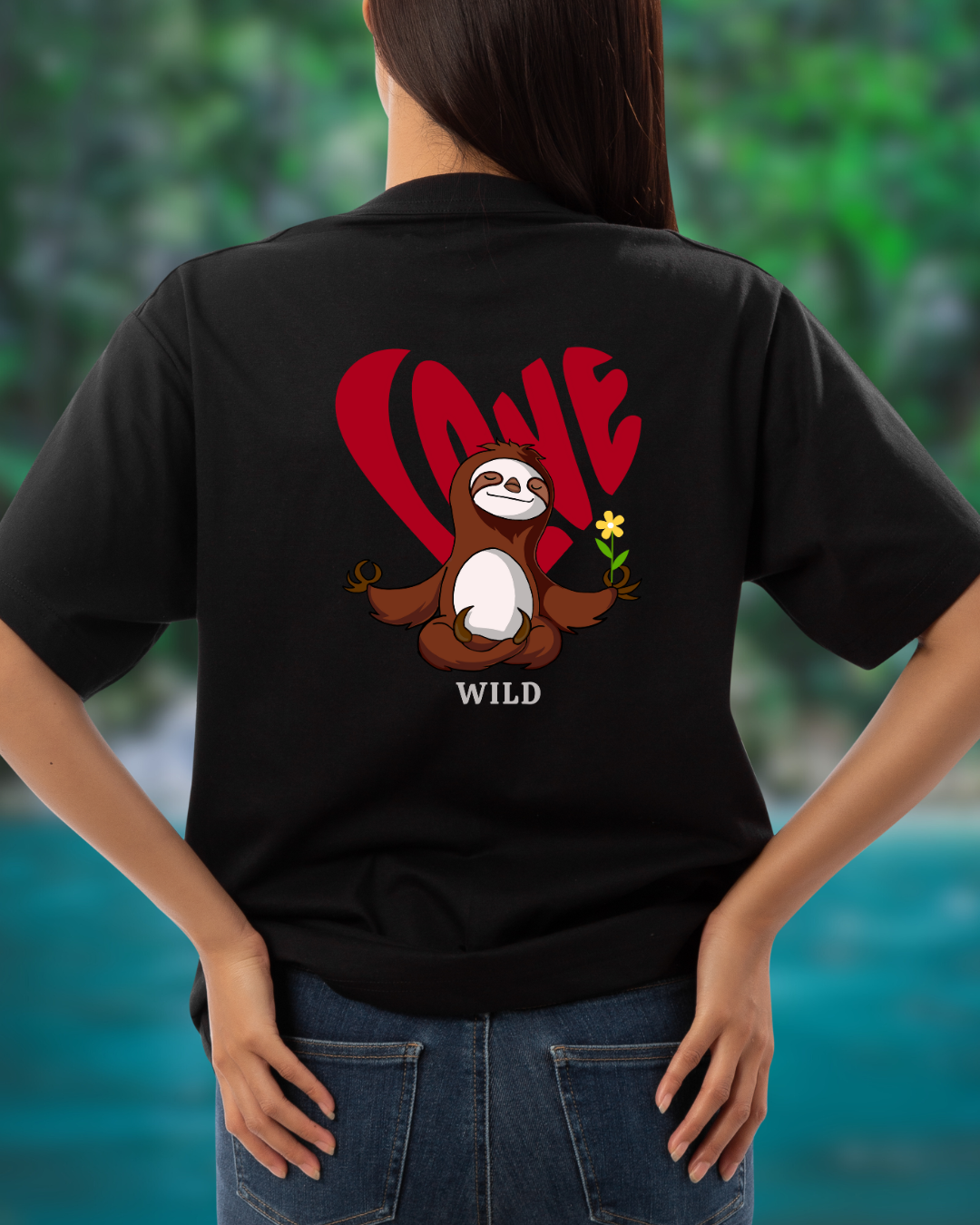 Love Wild Sloth Women Oversized T-Shirt