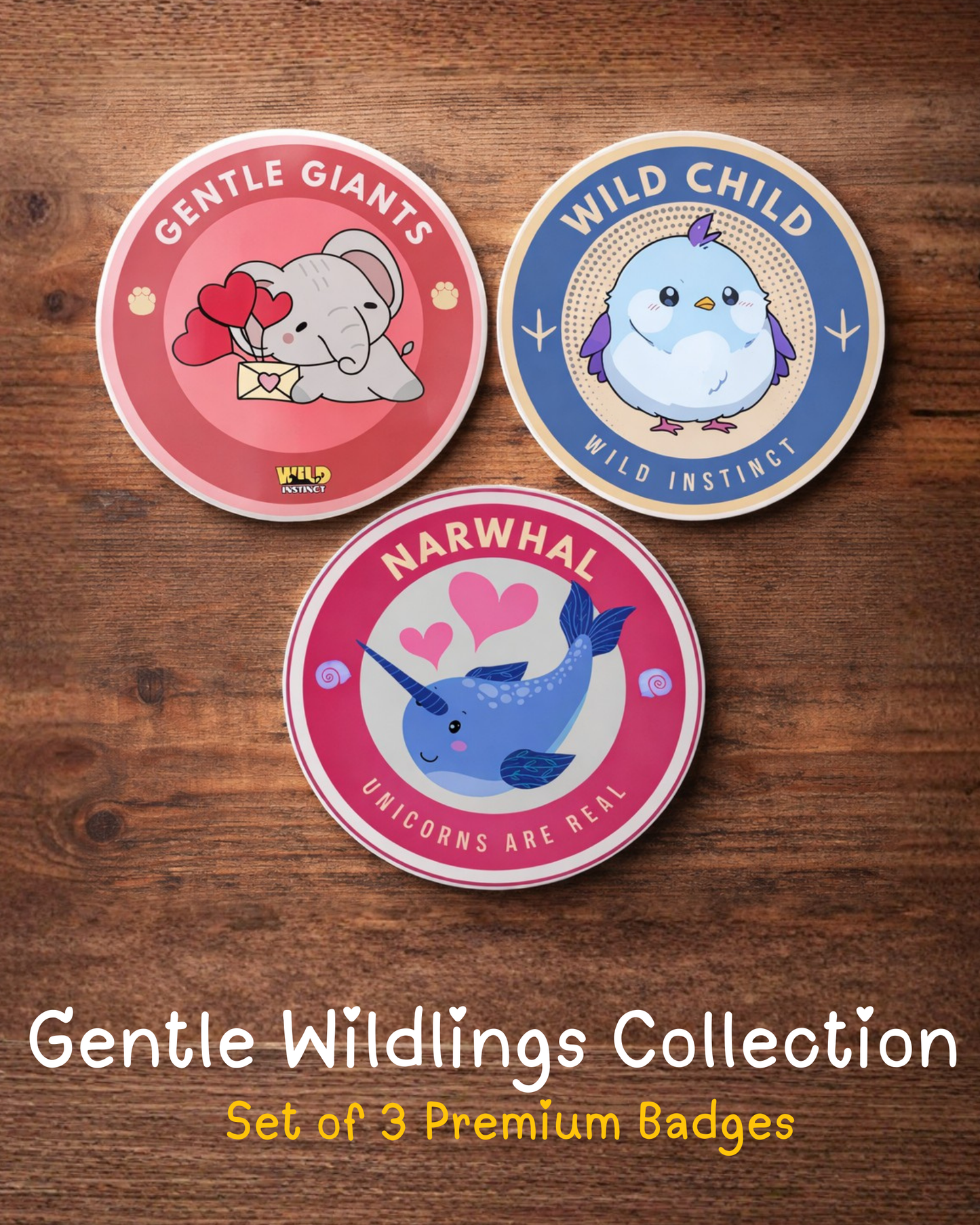 Gentle Wildings Collection – 3 Badge Set