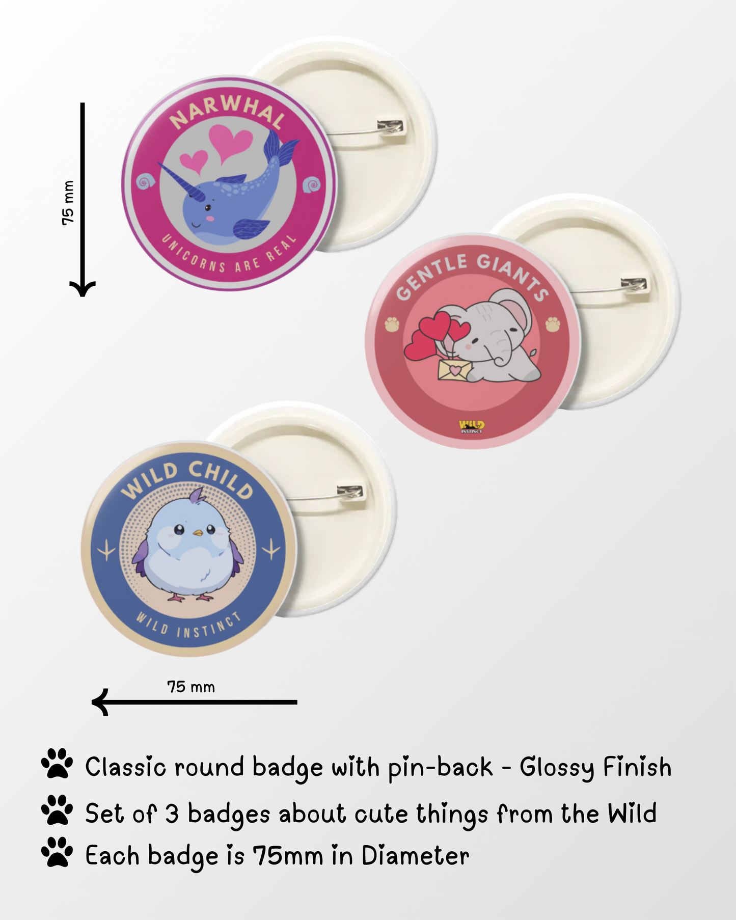 Gentle Wildings Collection – 3 Badge Set