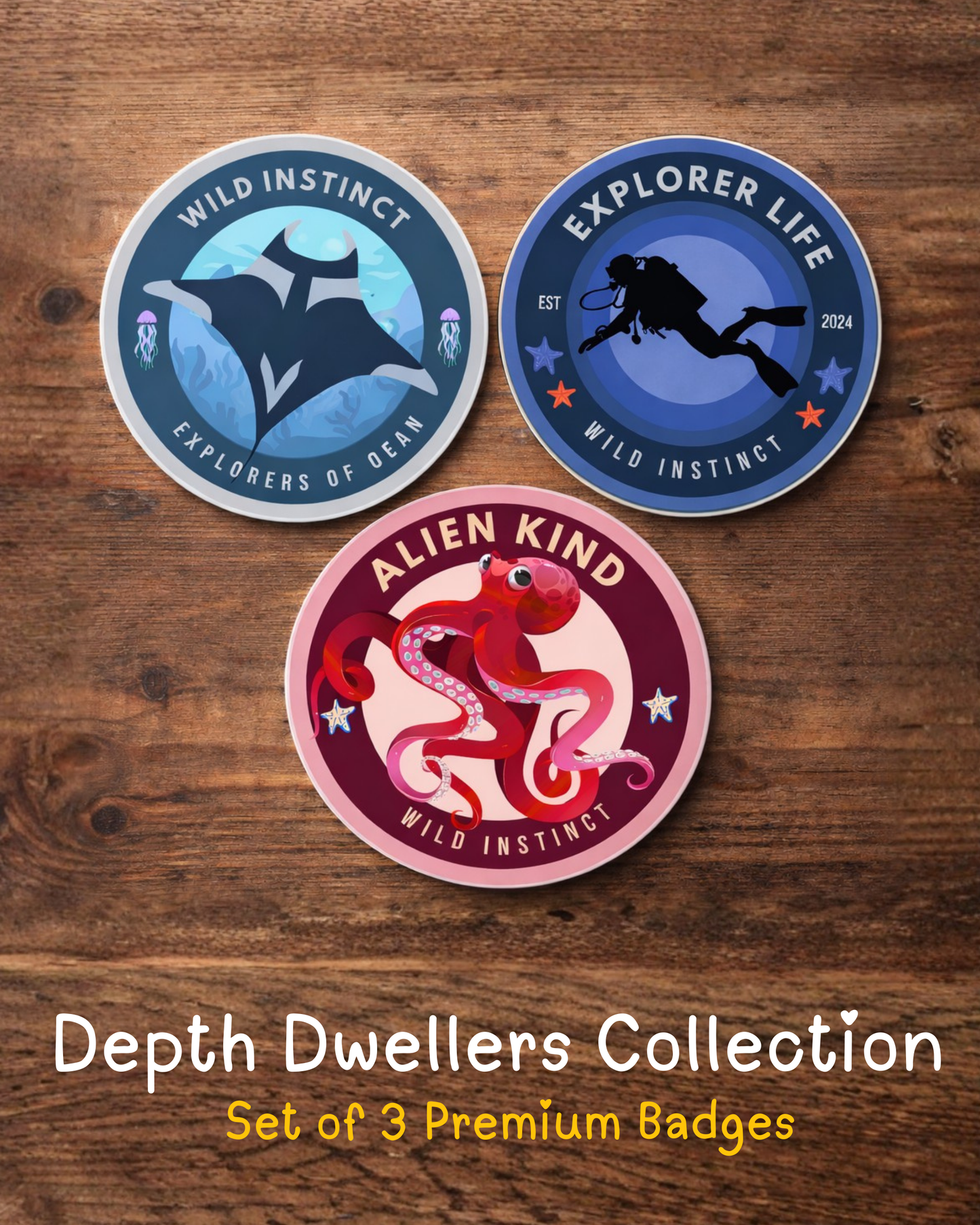 Depth Dweller Collection – 3 Badge Set