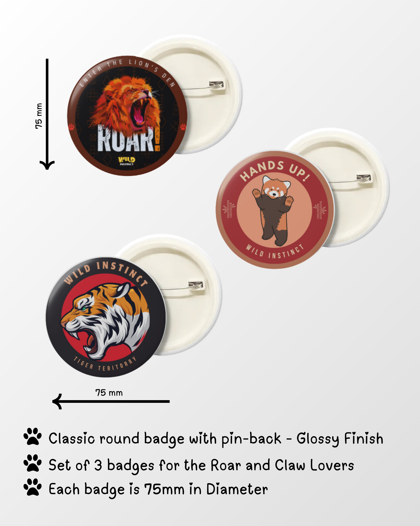 Roar and Claw Collection – 3 Badge Set