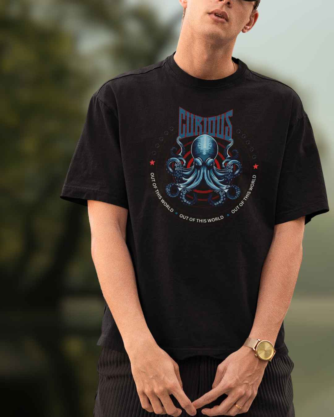 Curious Octopus Men Oversized T-Shirt