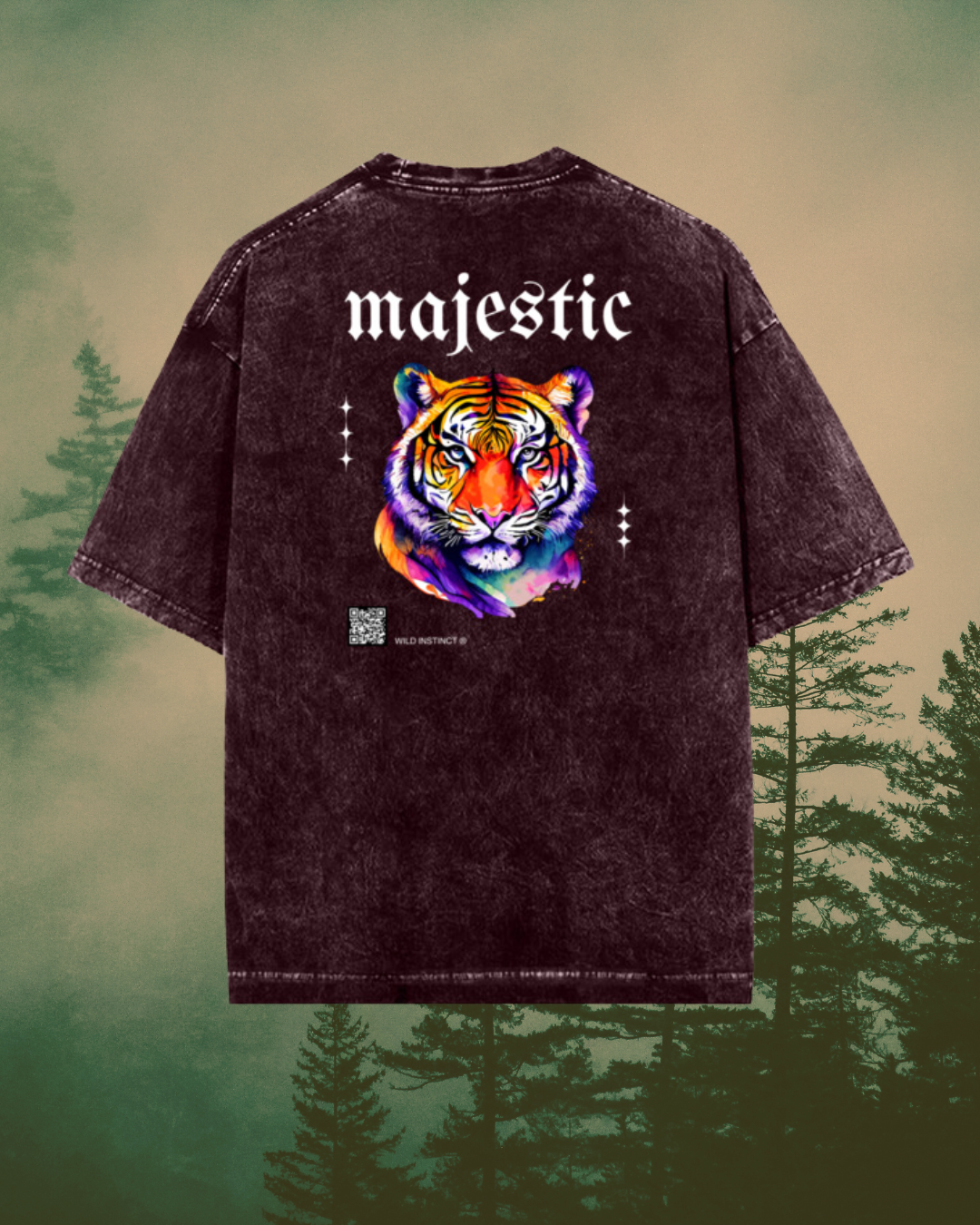 Majestic Tiger unisex Oversized Acid-Washed T-Shirt