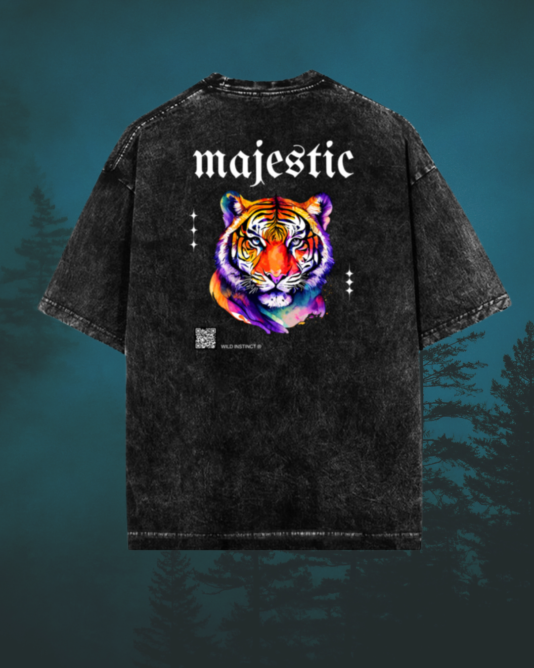 Majestic Tiger unisex Oversized Acid-Washed T-Shirt