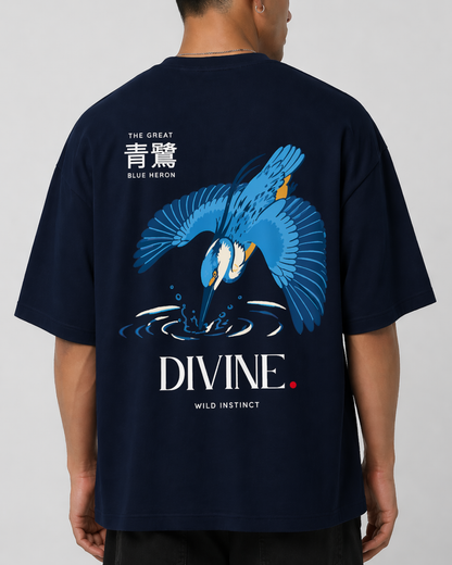 Unisex Oversized Classic T-Shirt Blue Heron