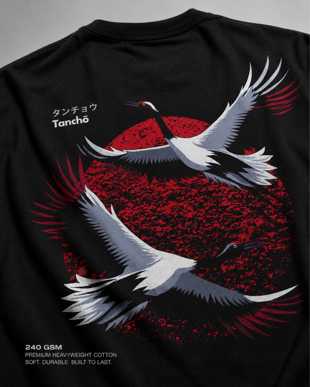 Unisex Oversized T-Shirt Japanese Crane White